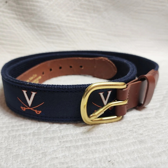 University of Virginia Leather Man Ltd navy belt.  Men's size 44. - Picture 12 of 12
